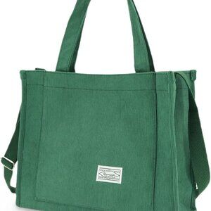 Corduroy Tote Bag for Women Work Crossbody Purse for Everyday,College,Travel,Lig